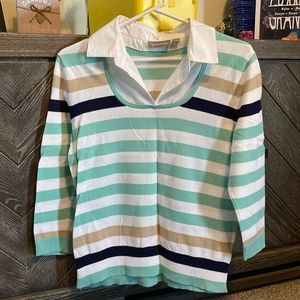 Croft & Barrow stripped sweater with collar accent, size medium